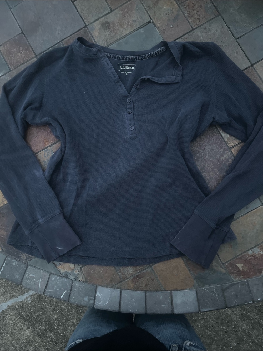 L.L. Bean Women's Long Sleeve Henley in Navy
